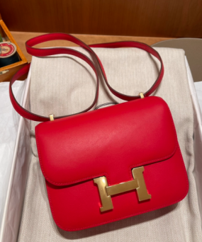 에르메스 콘스탄스18 레드 골드브라운 금장 스위프트